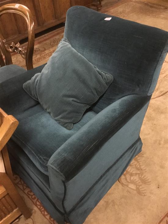 Edwardian blue upholstered arm chair